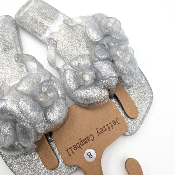 Jeffrey Campbell Fleuris Jelly Flip Flop Thong Sandal Silver Size US8 EU39 - Picture 8 of 11